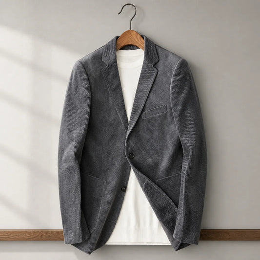 Corduroy Lapel Jacket in Grey