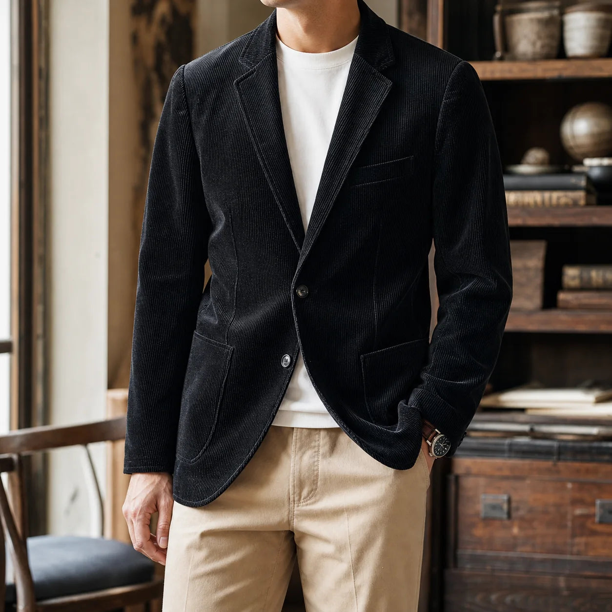 Corduroy Lapel Jacket lifestyle photo