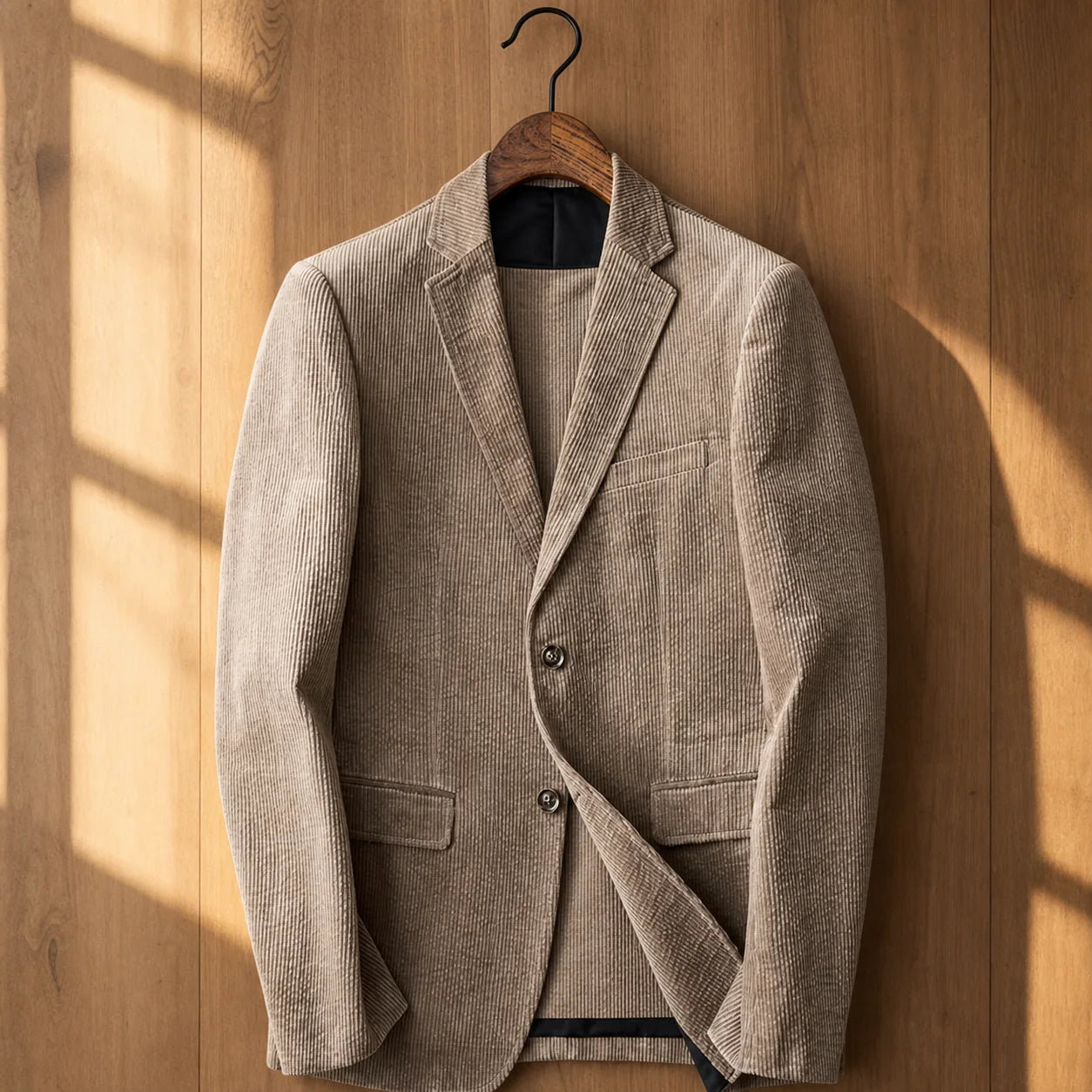 Corduroy Winter Coat in Khaki