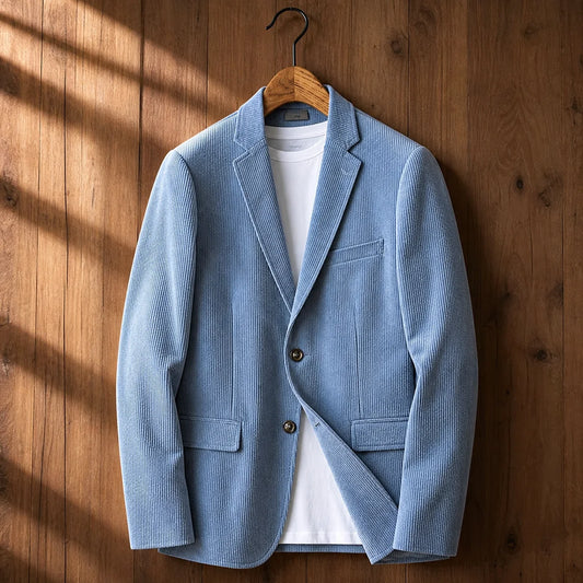 Corduroy Winter Coat in Light Blue