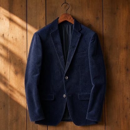 Corduroy Winter Coat in Navy Blue