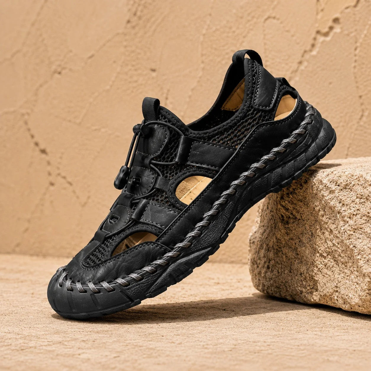 Cowhide Trail Loafers in Black