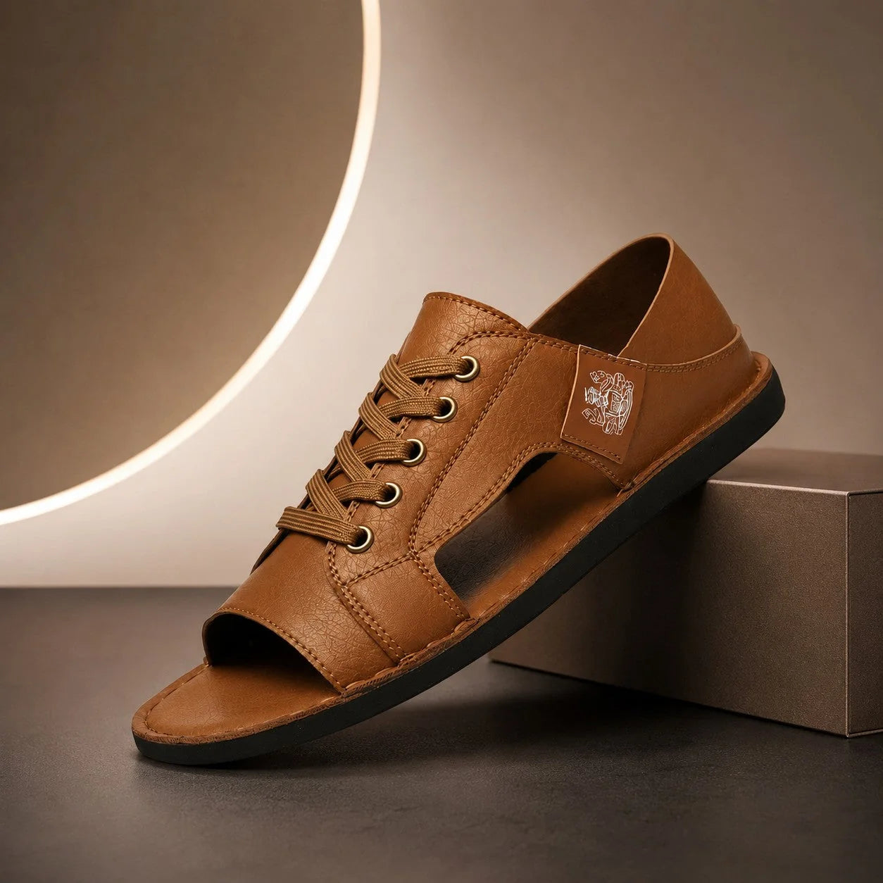Crest Lace Sandals in Brown