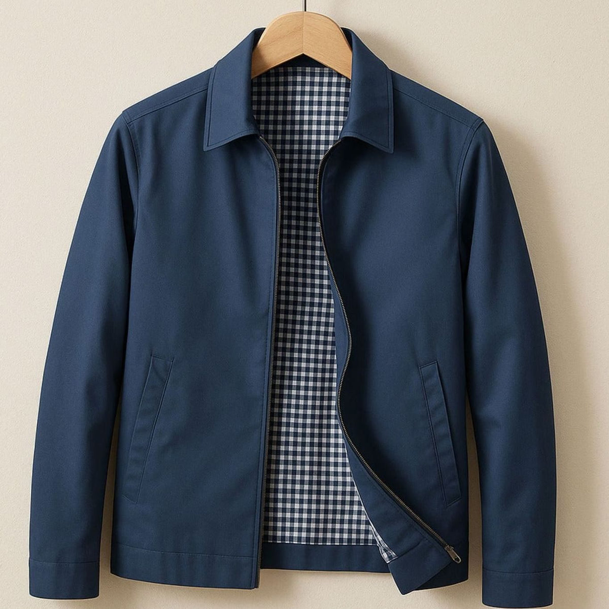 Dalton men's harrington jacket hanger view in Blue 1
