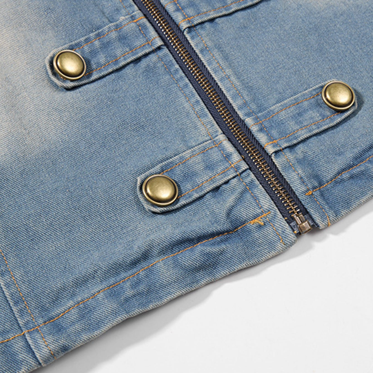 Dunmore jacket button and flap close-up