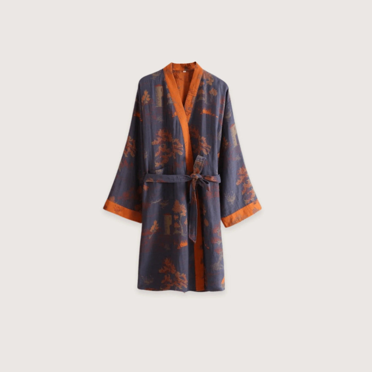 Ellsworth lightweight kimono robe in orange, studio view