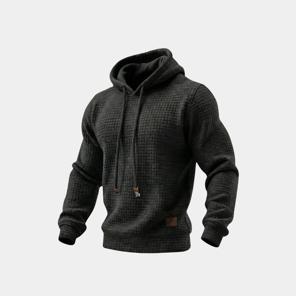 Ellsworth waffle-knit hoodie in Black 1