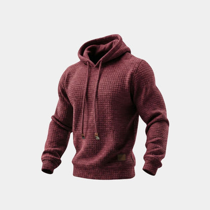 Ellsworth waffle-knit hoodie in Red 1