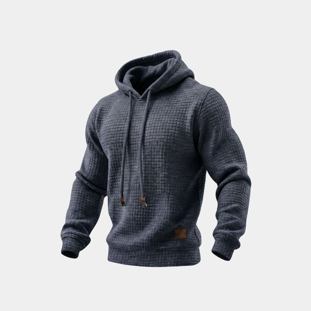 Ellsworth waffle-knit hoodie in Navy Blue 1