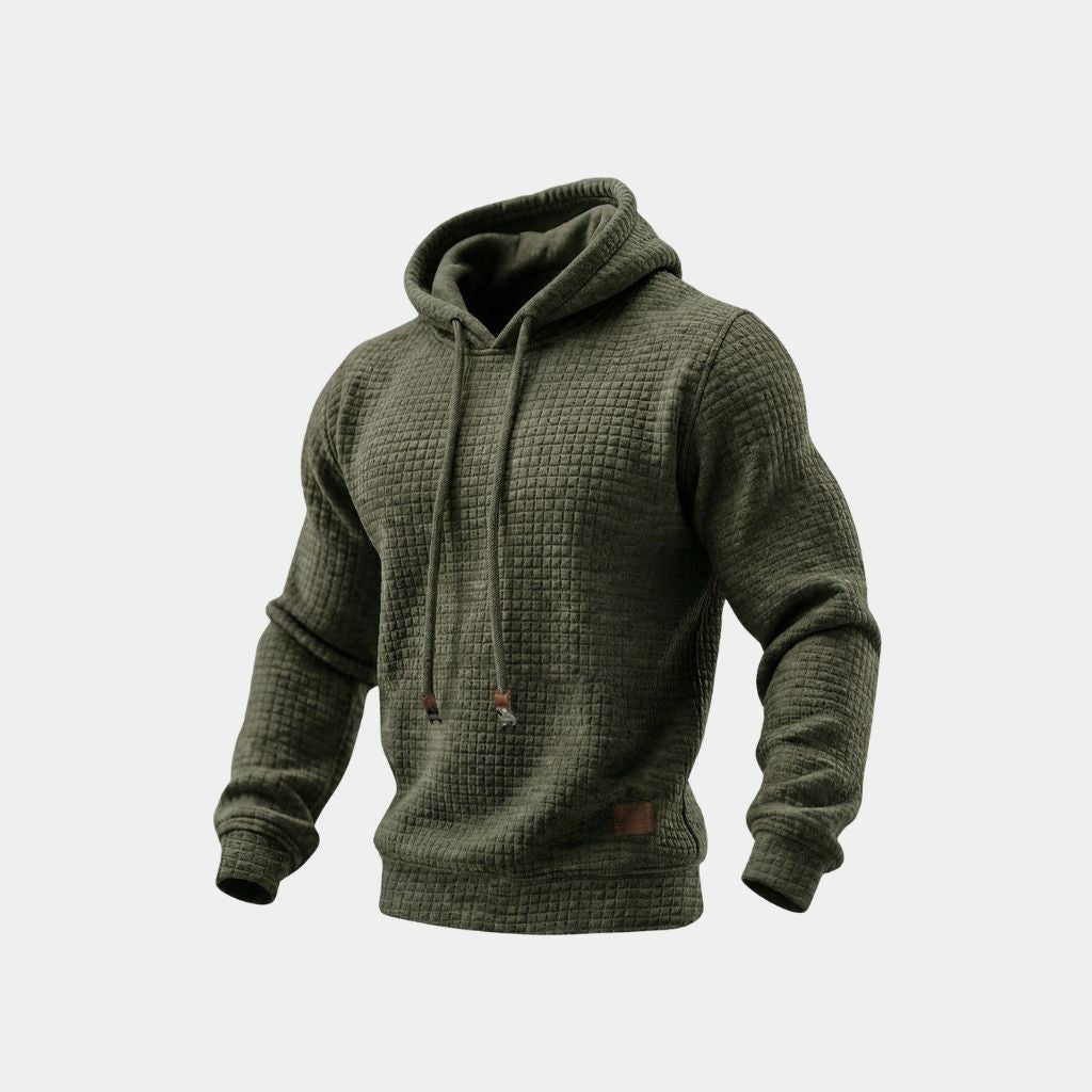 Ellsworth waffle-knit hoodie in Army Green 1
