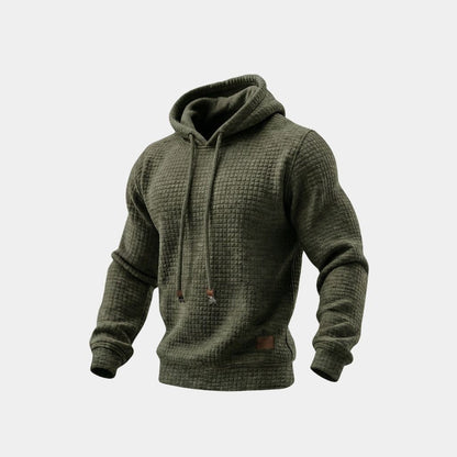 Ellsworth waffle-knit hoodie in Army Green 1