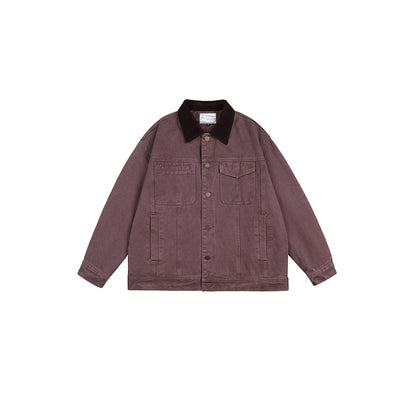 Garrick cotton chore jacket in Purple Brown 1