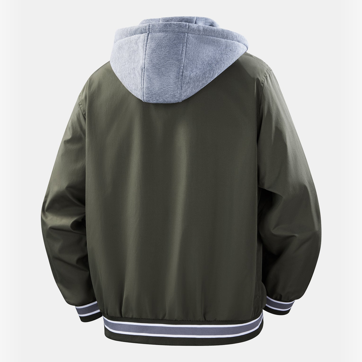 Garrison varsity jacket back view, darkgreen