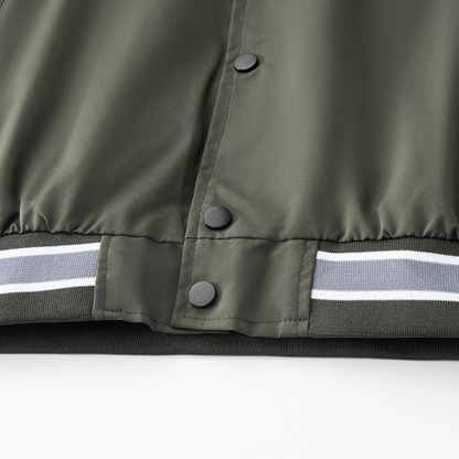 Garrison varsity jacket striped hem close-up