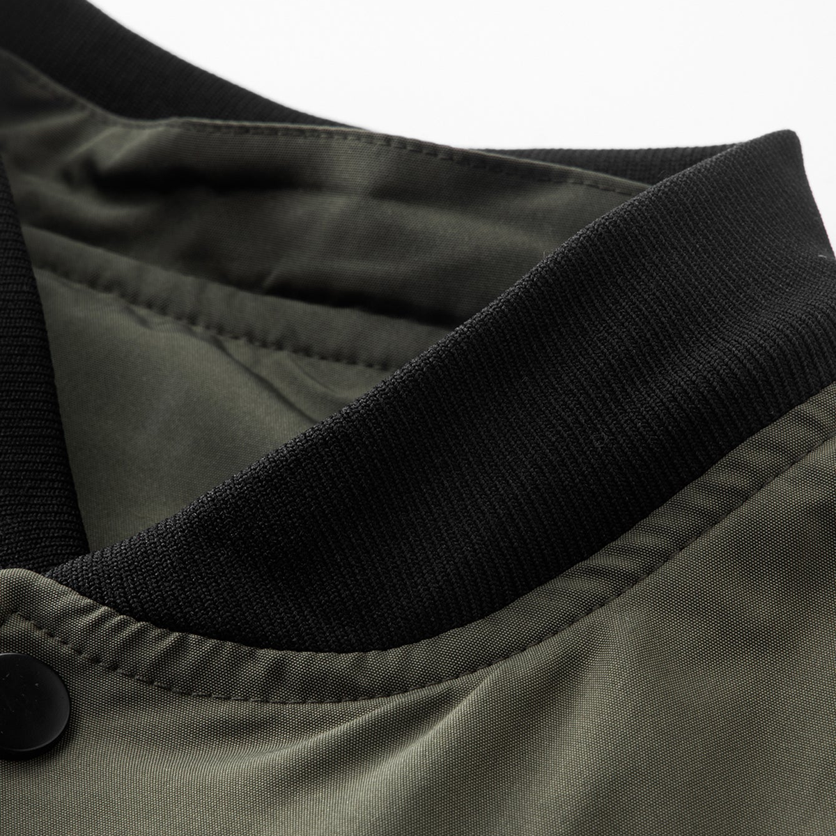 Garrison varsity jacket ribbed collar close-up