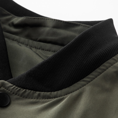 Garrison varsity jacket ribbed collar close-up
