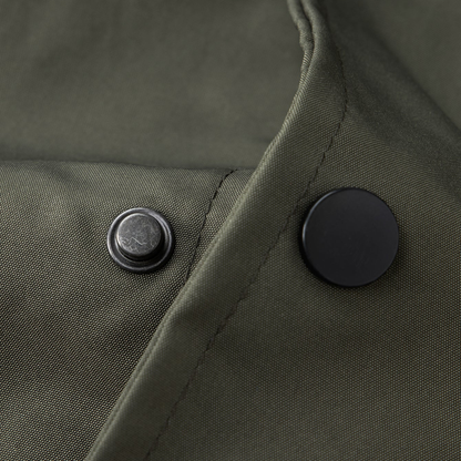 Garrison varsity jacket snap closure close-up