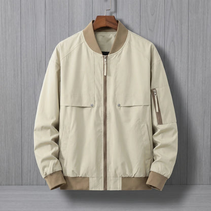 Men's bomber jacket with snap pockets in Khaki 1
