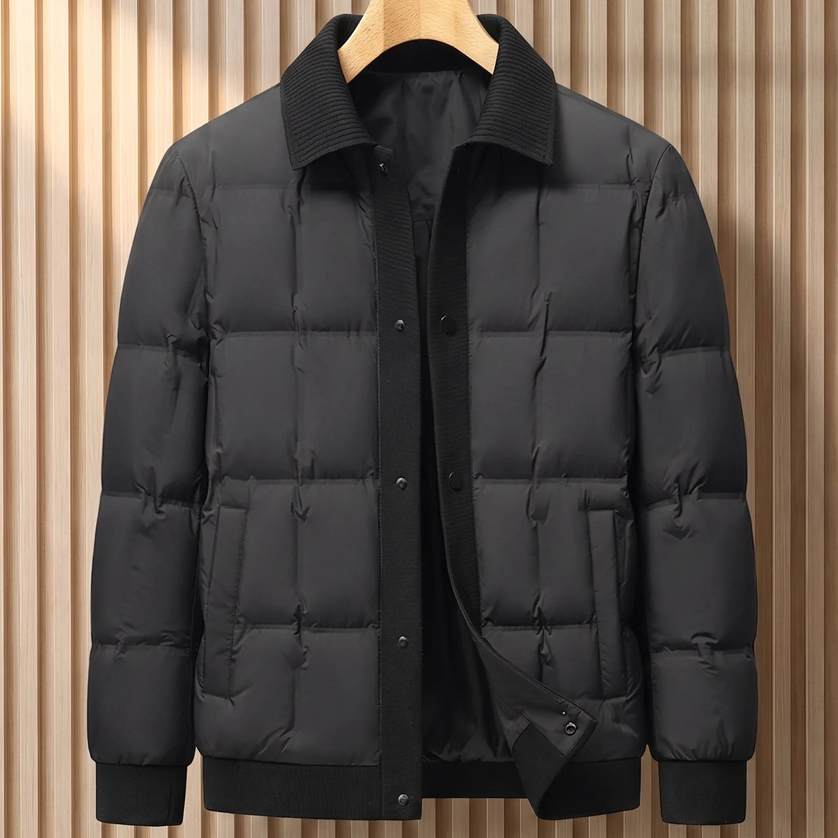 Men's box-quilted puffer jacket in Black 1