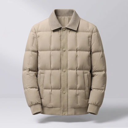 Men's box-quilted puffer jacket, studio front view