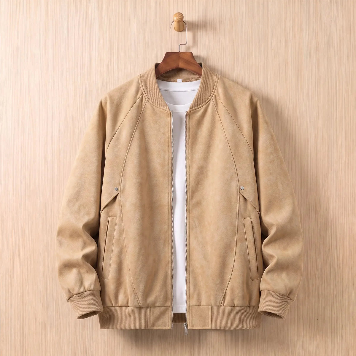 Men's brushed bomber jacket in Beige 1