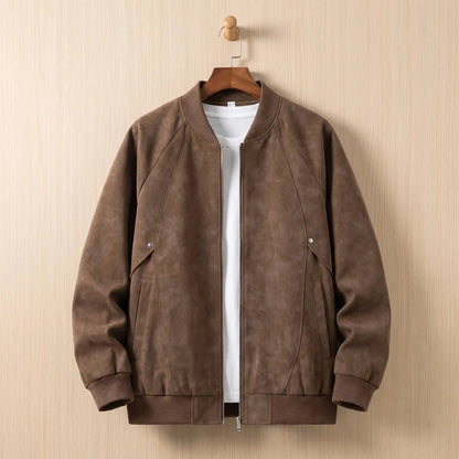 Men's brushed bomber jacket in Brown 1