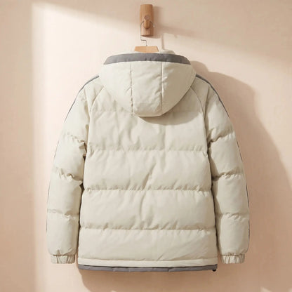 Men's hooded puffer jacket back view