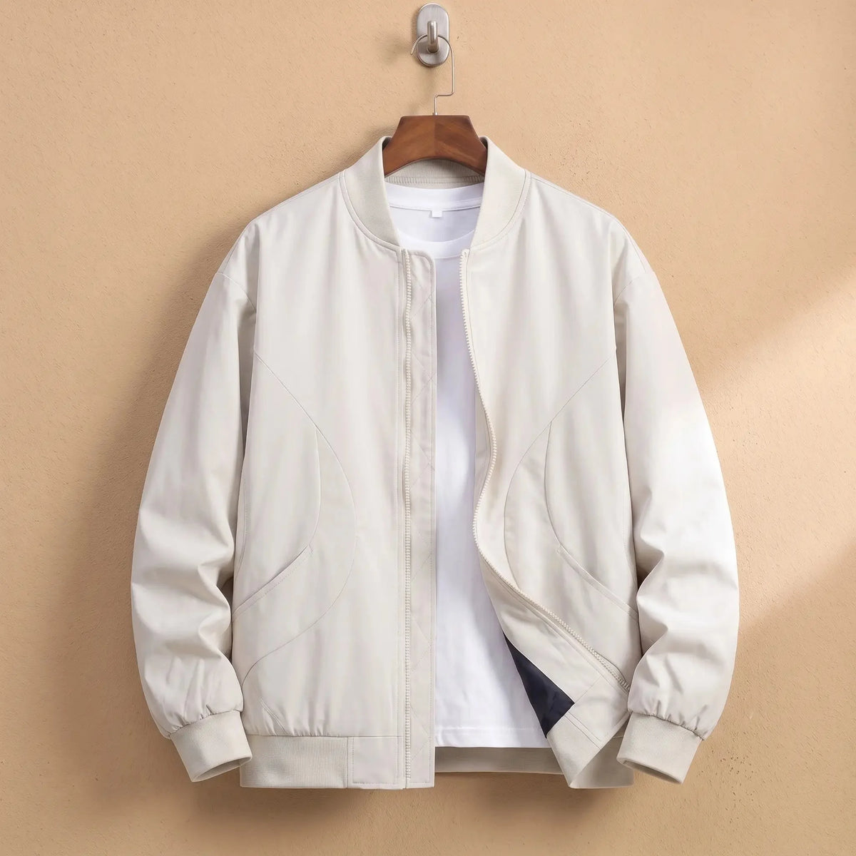 Men's lightweight bomber jacket in Cream 1