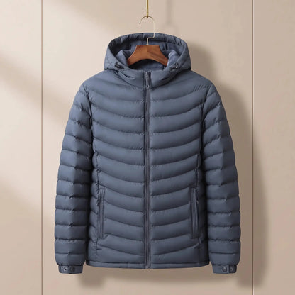 Men's hooded puffer jacket in Blue 1