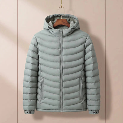 Men's hooded puffer jacket in Light Green 1