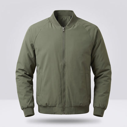 Men's padded bomber jacket, studio front view