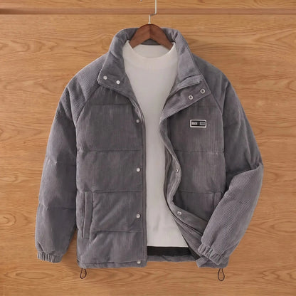 Men's padded corduroy puffer jacket in Grey 1