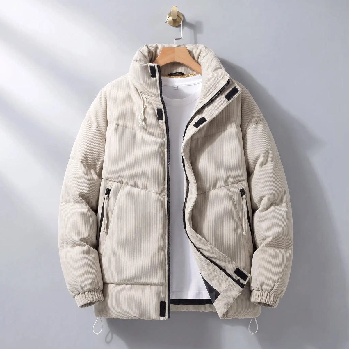 Men's padded puffer jacket in Cream 1