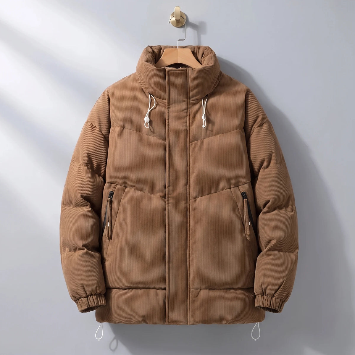 Men's padded puffer jacket, studio view