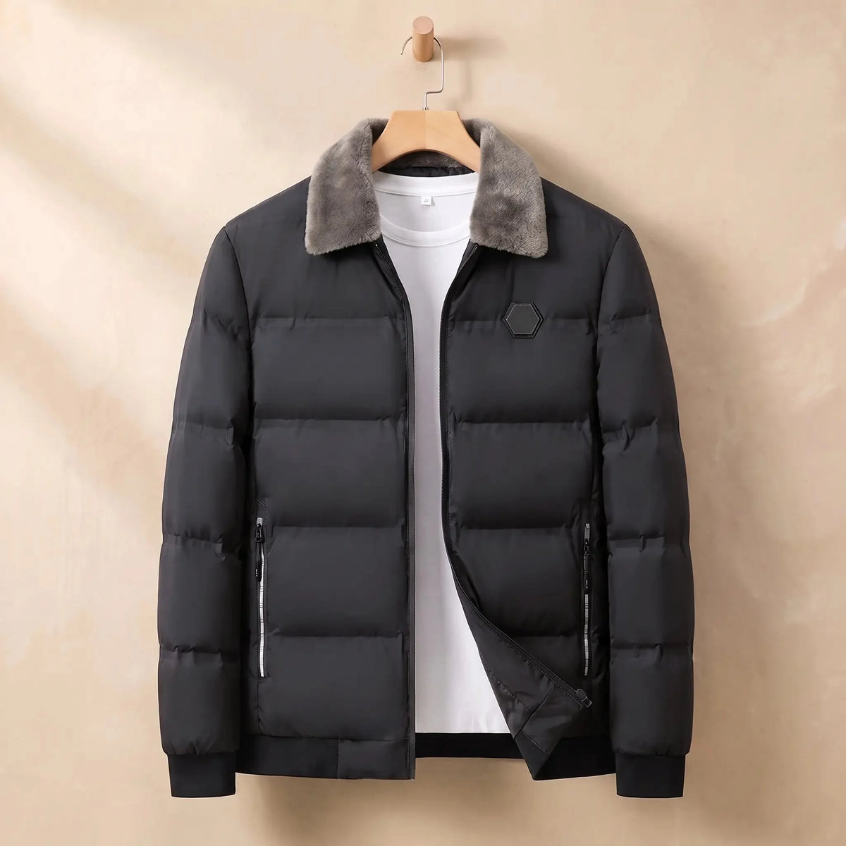 Men's quilted puffer jacket in Black 1