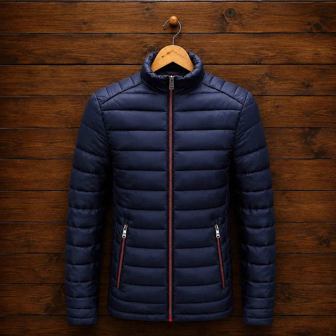 Men's quilted puffer jacket with zip pockets in Blue 1