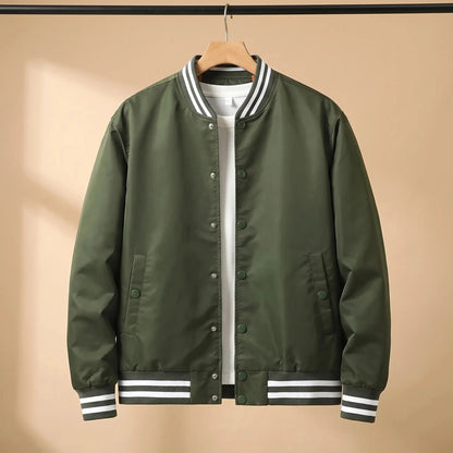 Men's snap front bomber jacket in Green 1