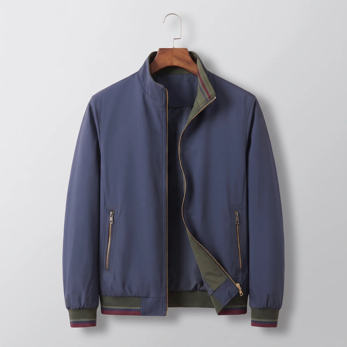 Men's stand-collar jacket, studio view