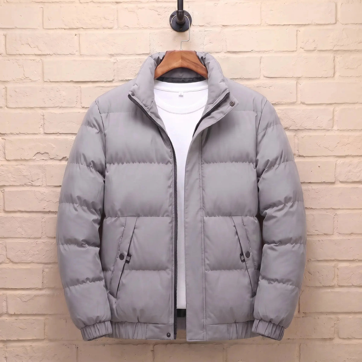 Men's stand-collar puffer jacket in Grey 1