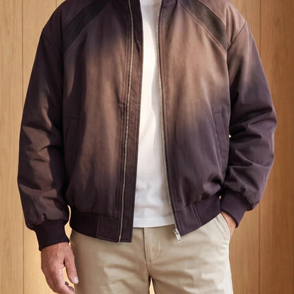 Men's stand collar zip bomber jacket in Purple 1