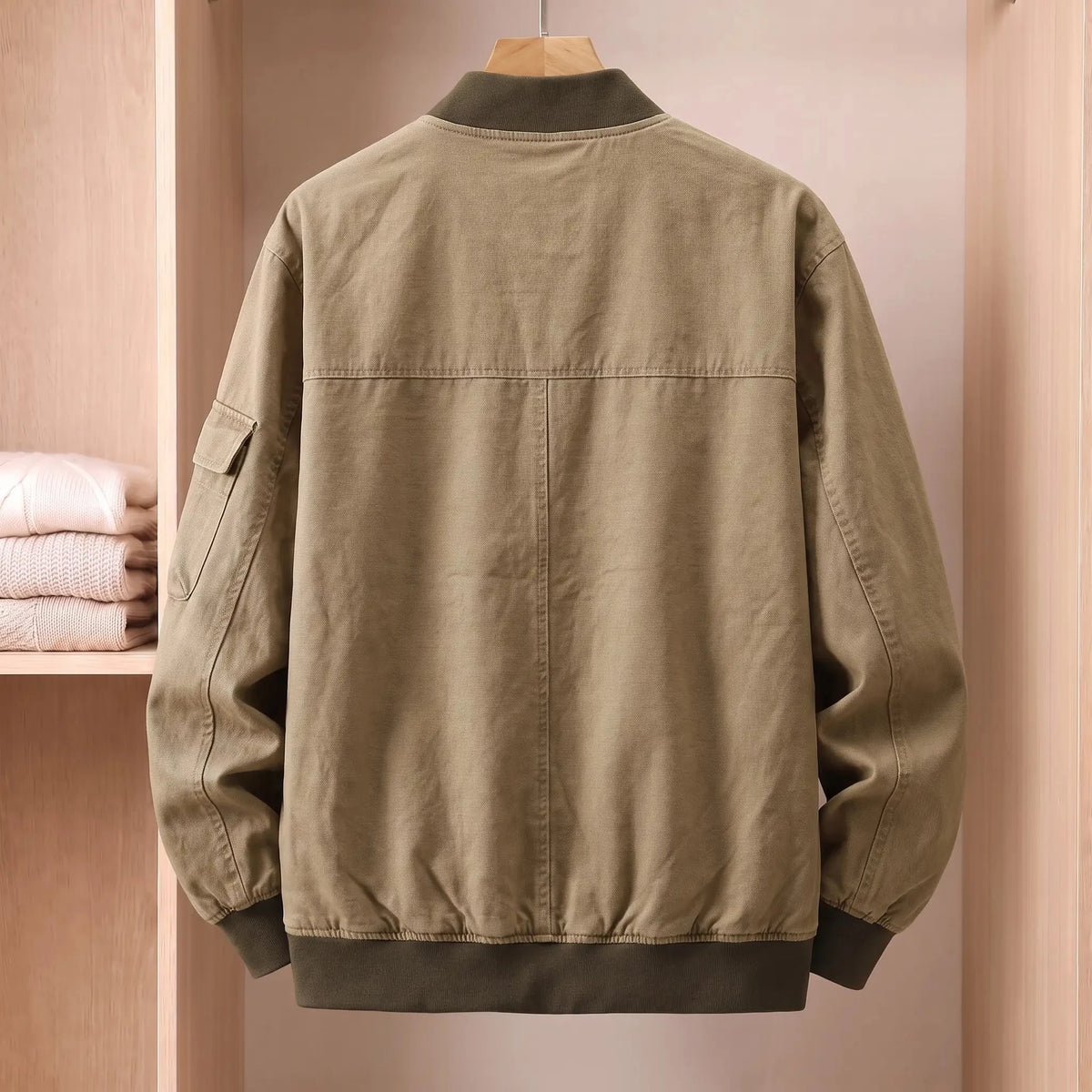 Men's washed twill bomber jacket back view