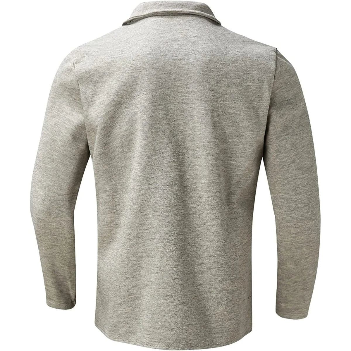 Back of the light grey unstructured blazer laid flat