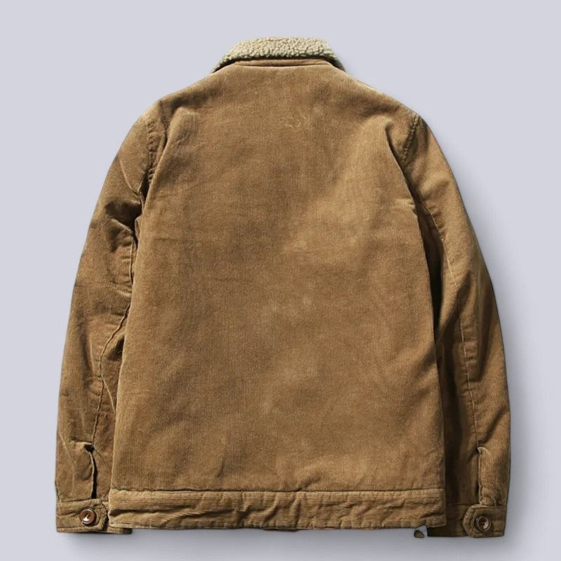 Back view of the sherpa collar trucker jacket