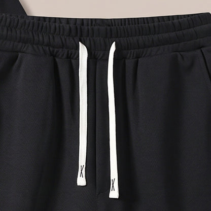 Close view of the elastic waist and drawstring on the lounge set shorts