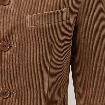 Chest pocket on a men's corduroy-look button jacket