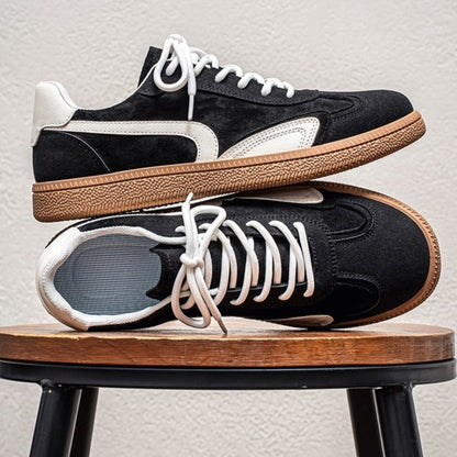 Gresham sneakers in Black stacked to show the sole and insole