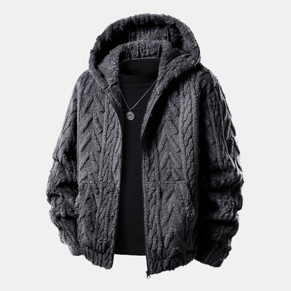 Hadwin teddy fleece hoodie in Gray 1