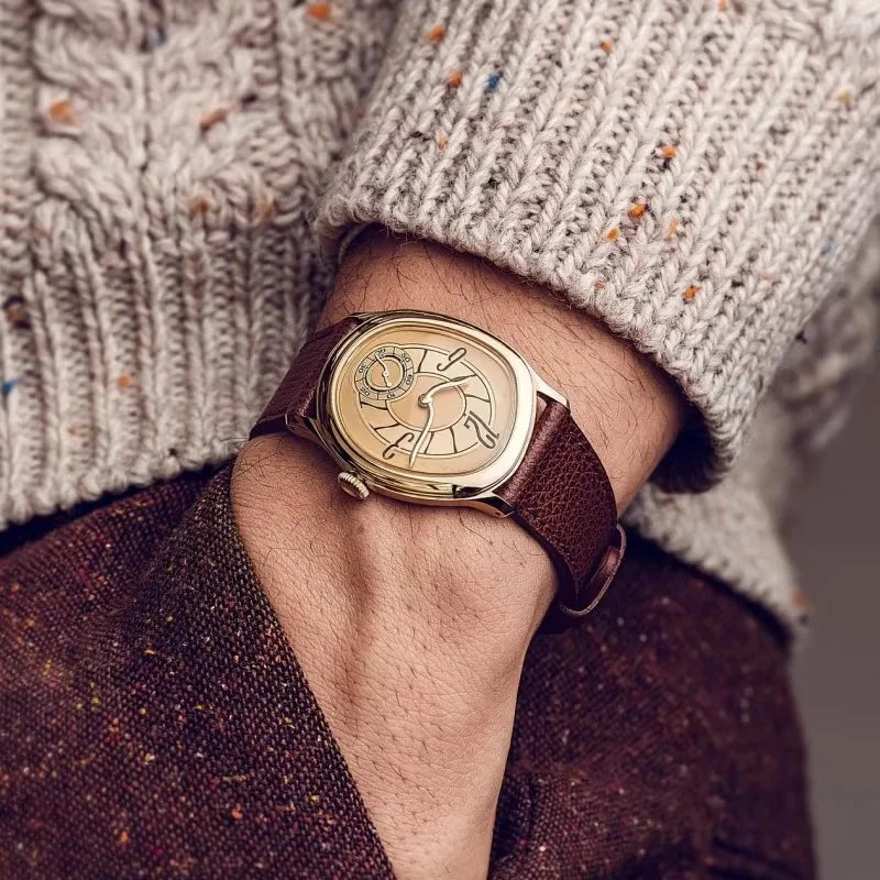Harcourt oval quartz watch in Gold & Brown 1