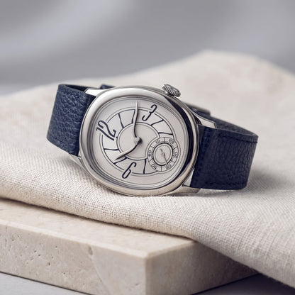 Harcourt oval quartz watch in White & Blue 1