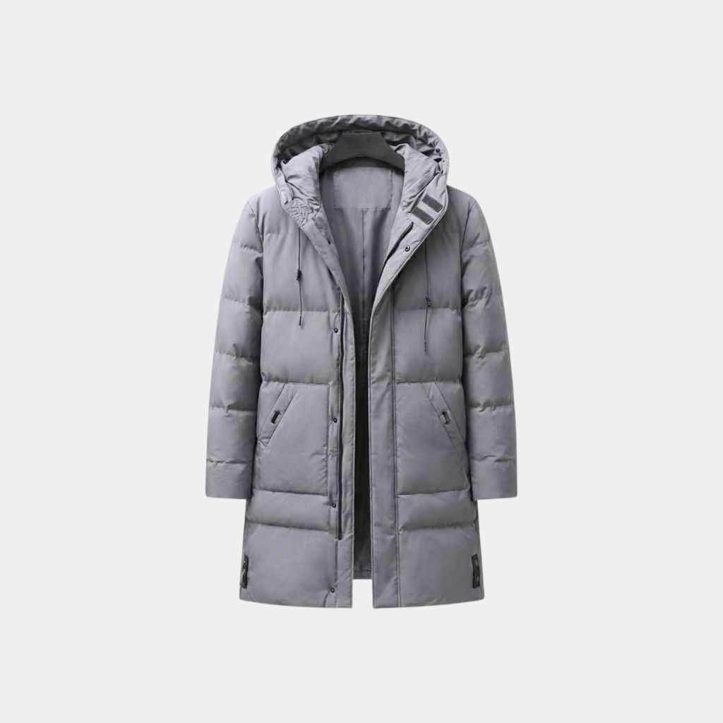 Ridgeway men's quilted hooded parka in Gray 1